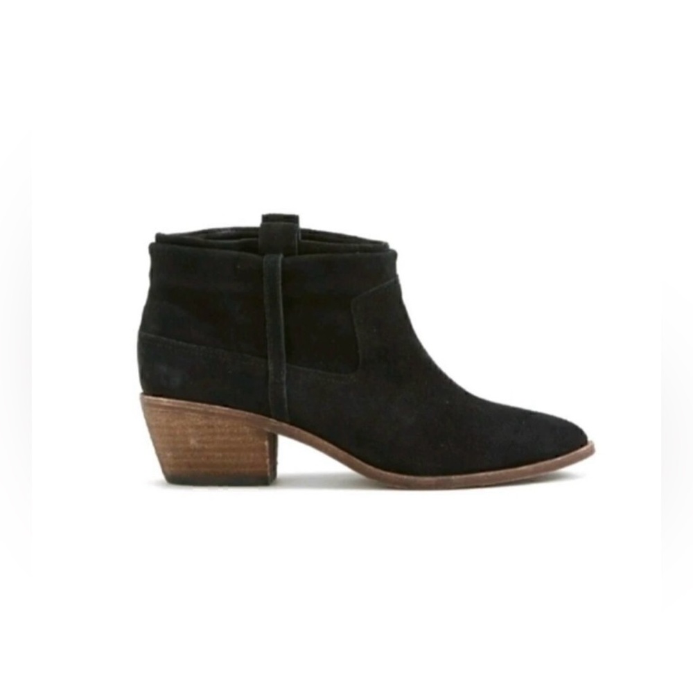 Joie Ajax Suede Ankle Booties with Wooden Heels in black color size 6